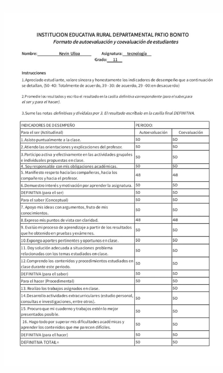 Formato auto y coe segundo periodo 